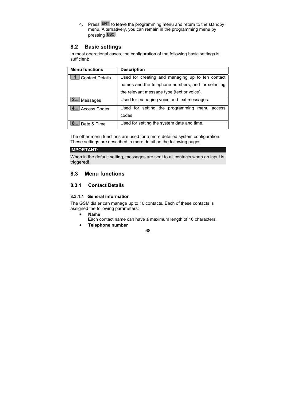 ABUS AZ6302 Terxon GSM dialer User Manual | Page 68 / 245