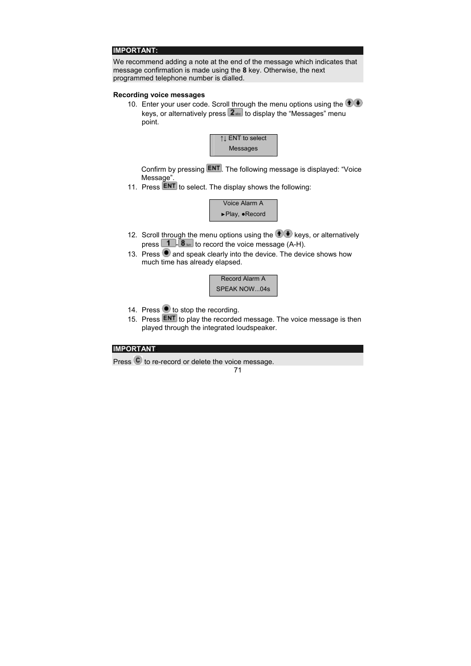 ABUS AZ6302 Terxon GSM dialer User Manual | Page 71 / 245