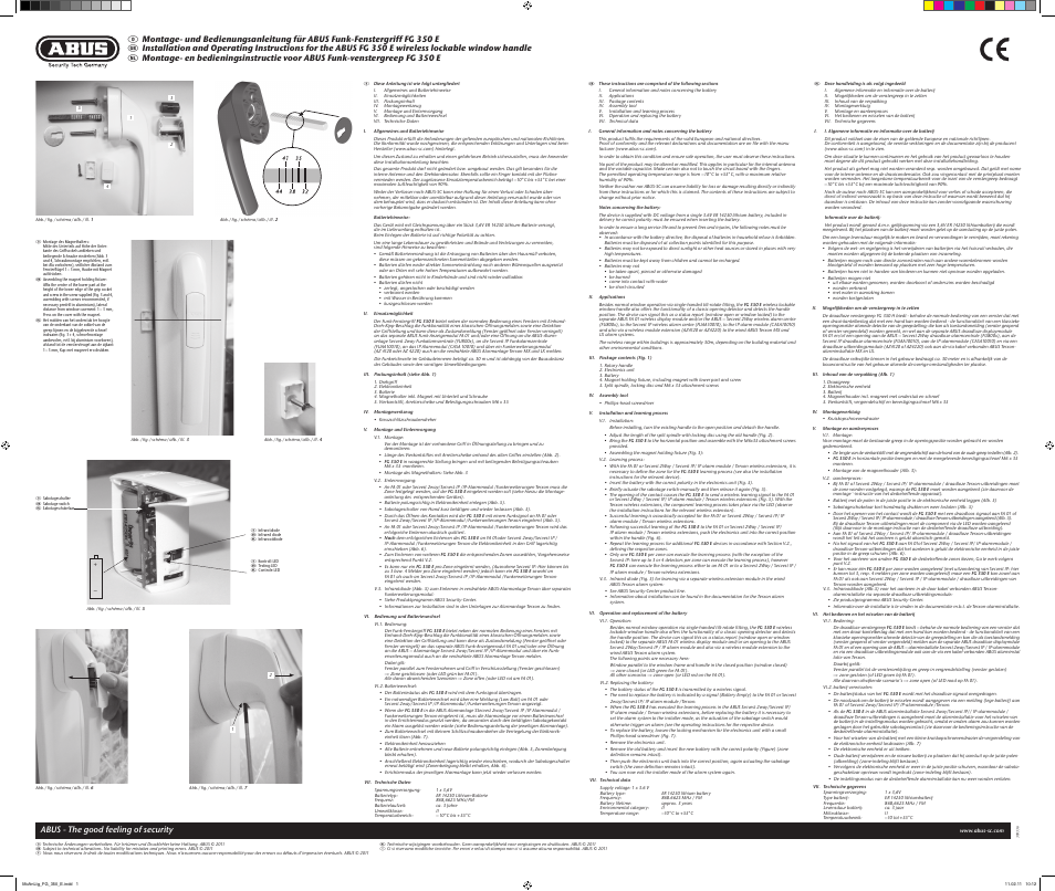 ABUS FU8430 Secvest 2WAY FG 350 E wireless window handle User Manual | 2 pages