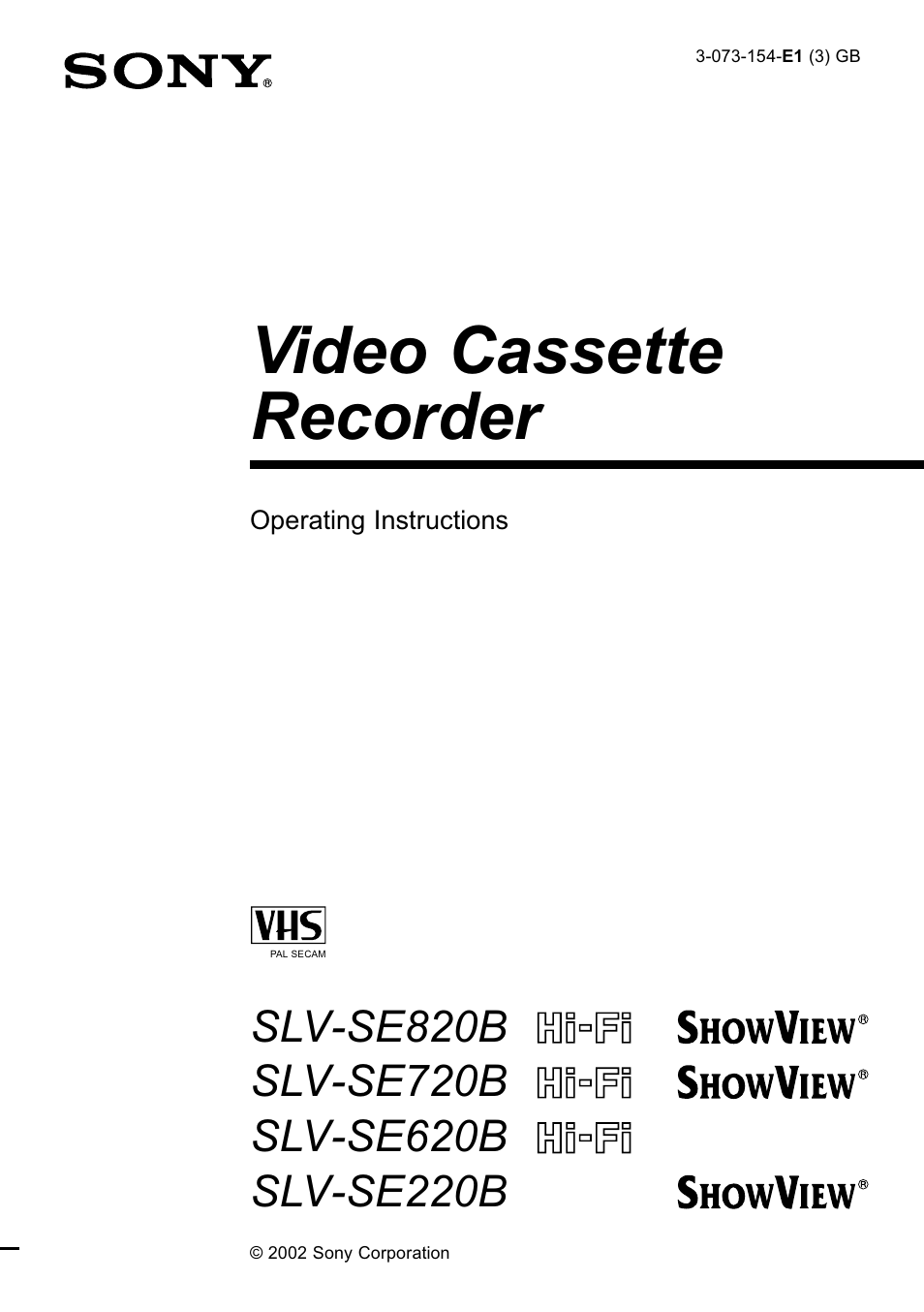 Sony SLV-SE220B User Manual | 80 pages