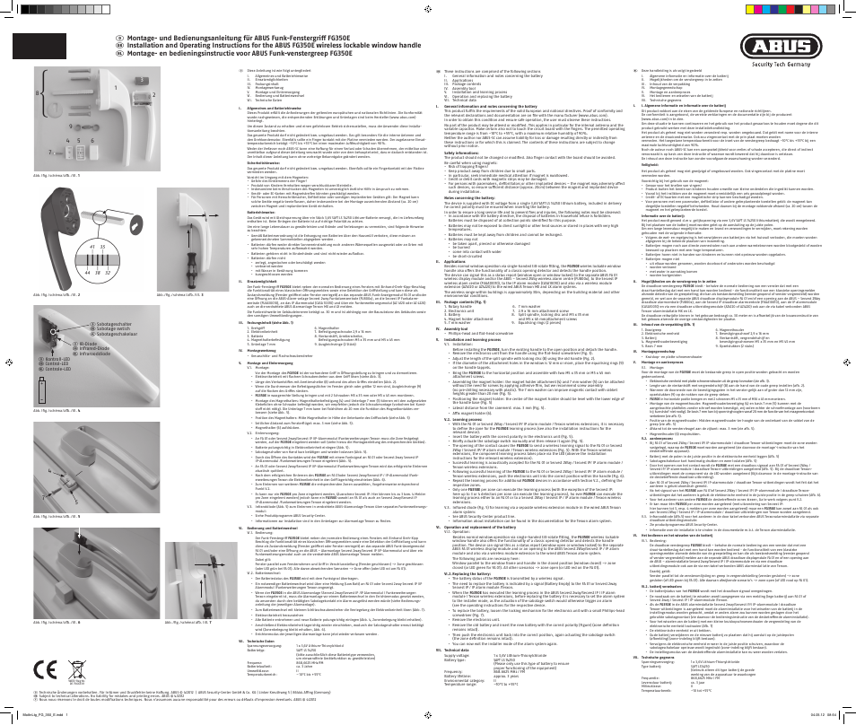 ABUS FU8435 Secvest wireless window handle FG 350 E User Manual | 2 pages
