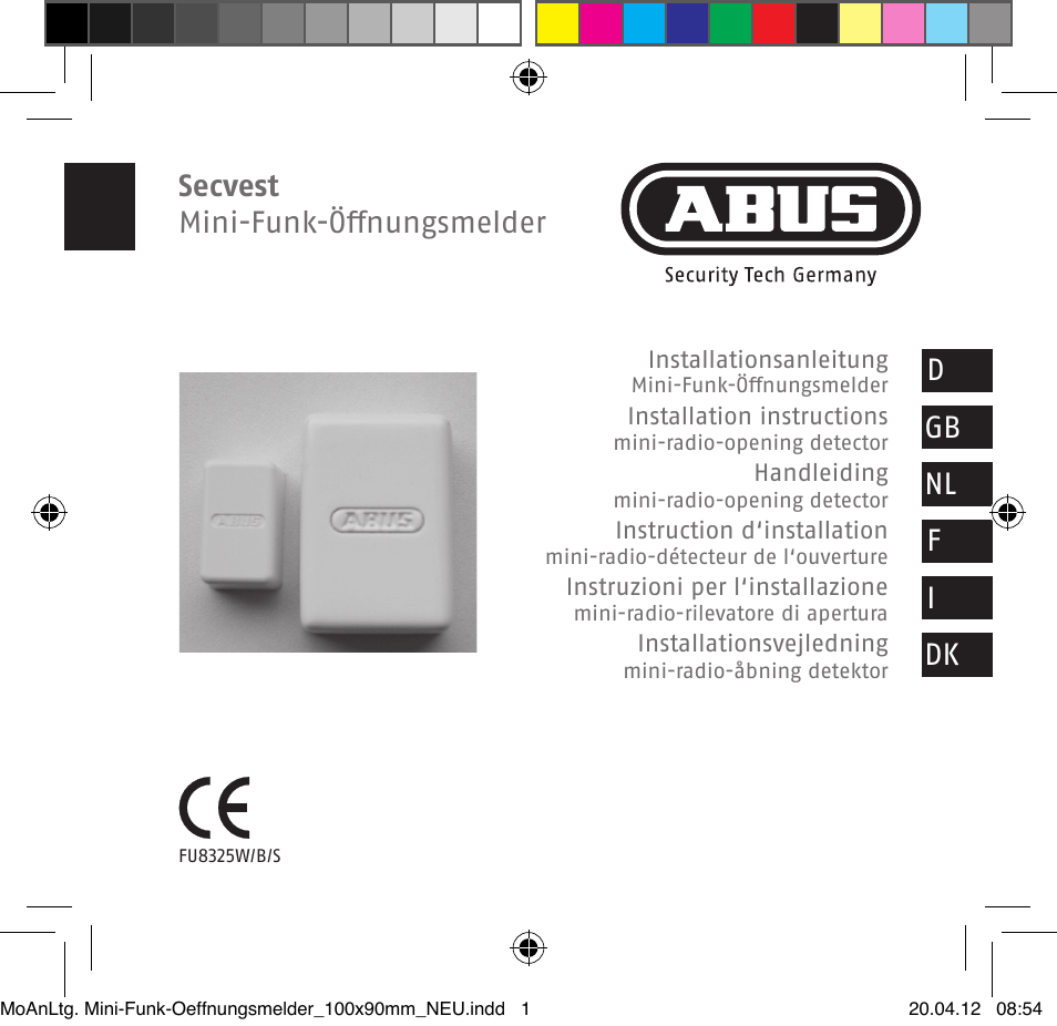 ABUS FUMK50020 Secvest Mini Wireless Magnetic Contact Detector User Manual | 52 pages