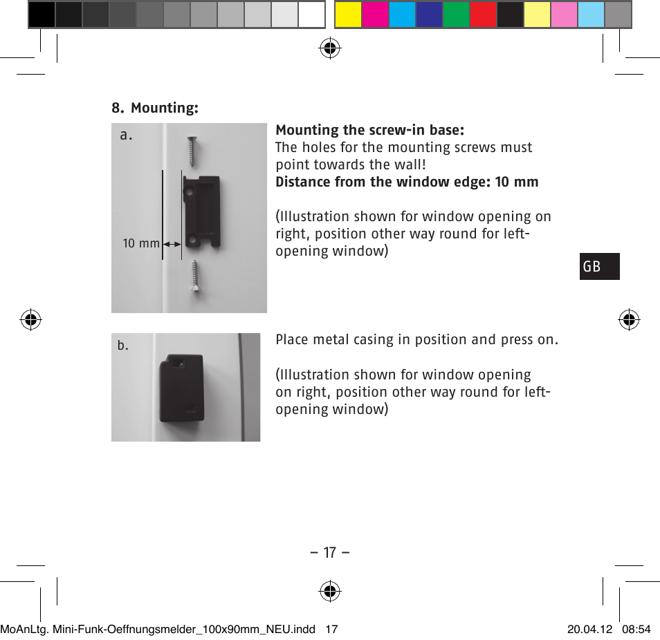 ABUS FUMK50020 Secvest Mini Wireless Magnetic Contact Detector User Manual | Page 17 / 52