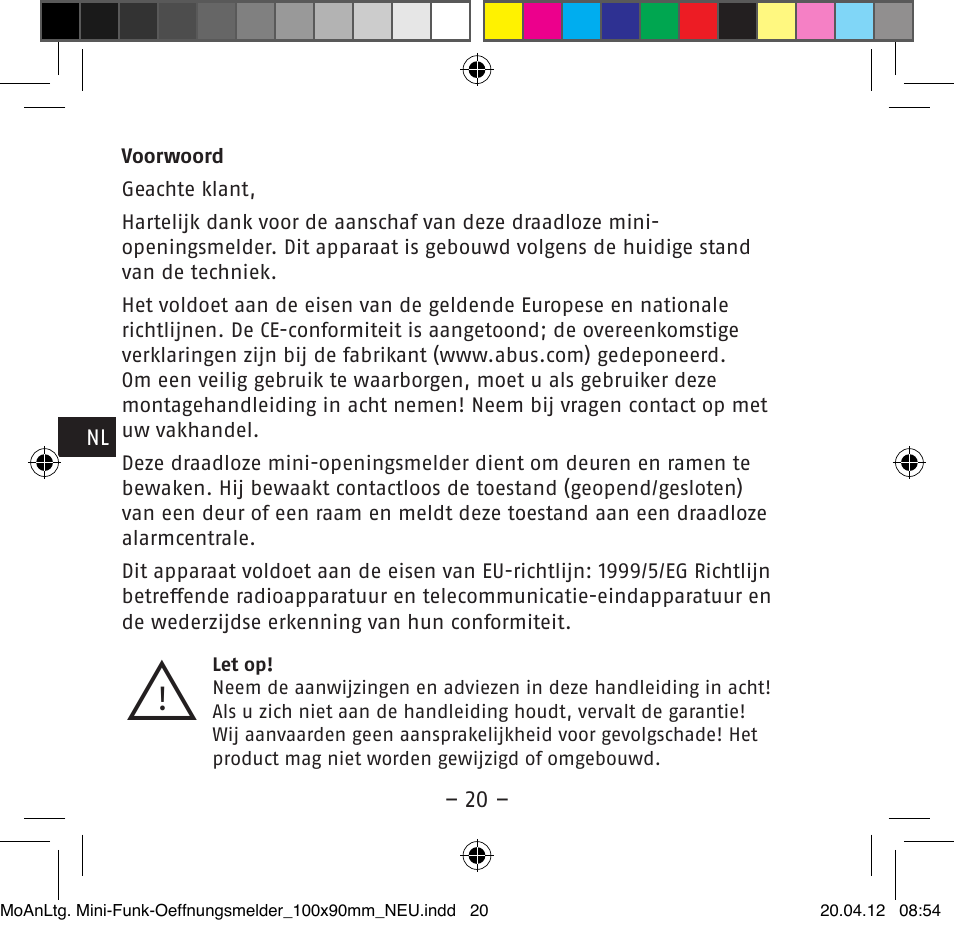 ABUS FUMK50020 Secvest Mini Wireless Magnetic Contact Detector User Manual | Page 20 / 52