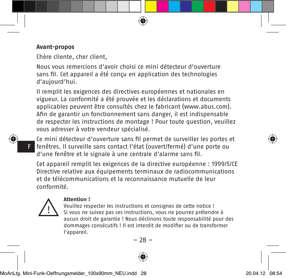 ABUS FUMK50020 Secvest Mini Wireless Magnetic Contact Detector User Manual | Page 28 / 52