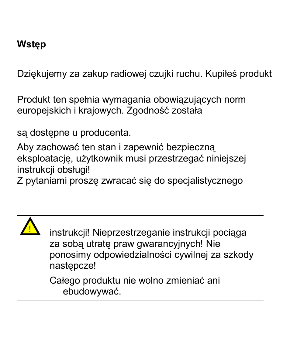 Wstęp | ABUS FU8360 Secvest 2WAY Pet Immune Wireless Motion Detector User Manual | Page 77 / 85