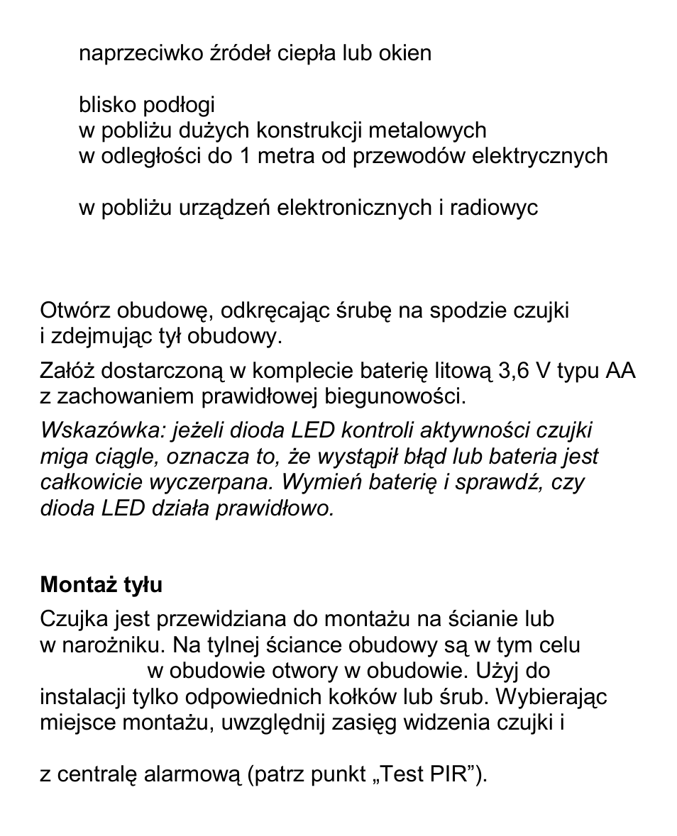 Montaż tyłu | ABUS FU8360 Secvest 2WAY Pet Immune Wireless Motion Detector User Manual | Page 80 / 85