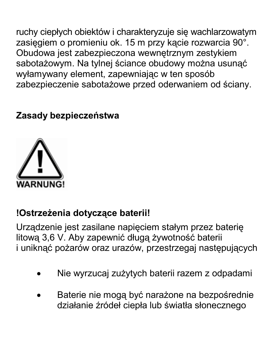 Zasady bezpieczeństwa | ABUS FU8350 Secvest 2WAY Wireless Motion Detector User Manual | Page 76 / 87