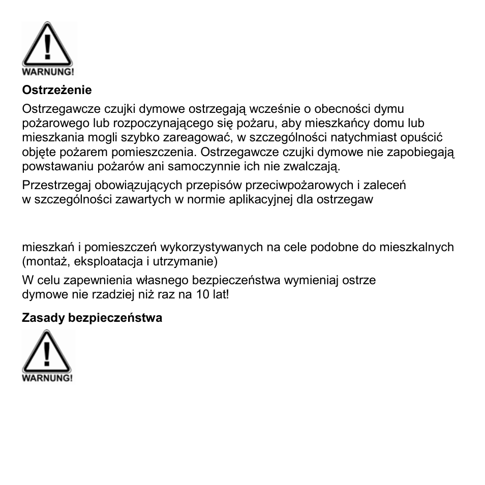 Zasady bezpieczeństwa | ABUS FU8340 Secvest 2WAY Wireless Smoke Detector User Manual | Page 77 / 86