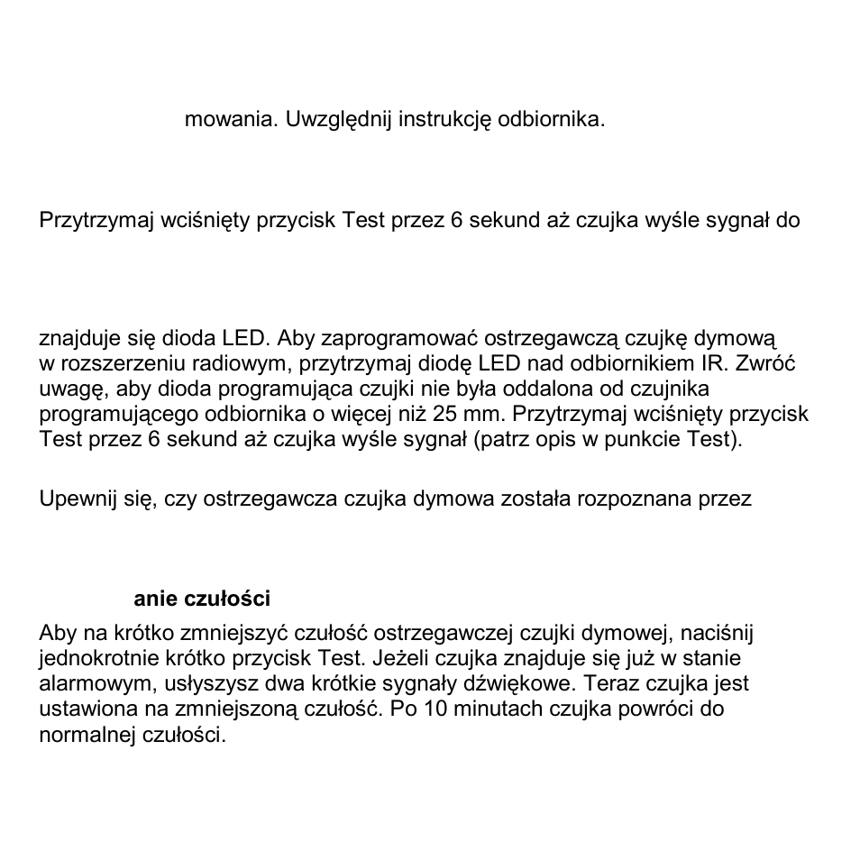 Programowanie, Zmniejszanie czułości | ABUS FU8340 Secvest 2WAY Wireless Smoke Detector User Manual | Page 83 / 86