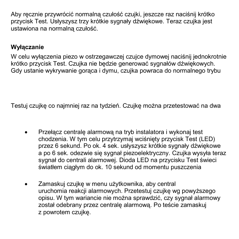 Wyłączanie alarmu, Test | ABUS FU8340 Secvest 2WAY Wireless Smoke Detector User Manual | Page 84 / 86