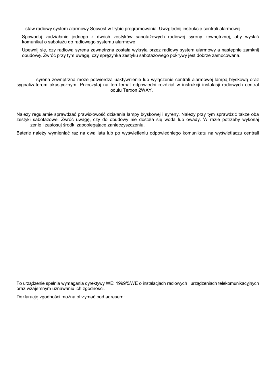 Programowanie | ABUS FU8222 Secvest 2WAY Wireless Outdoor Siren User Manual | Page 30 / 32