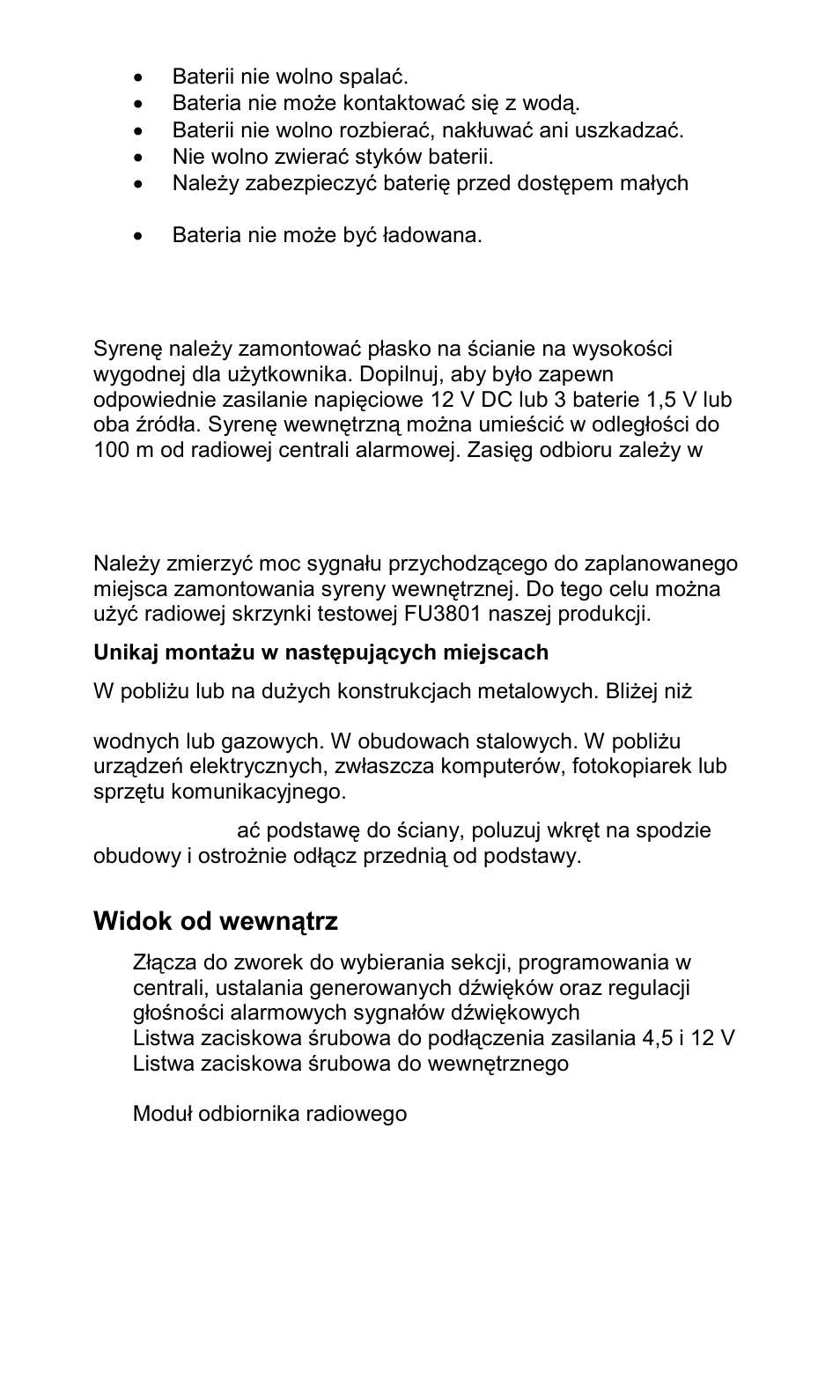 Instalacja, Badanie lokalizacji, Widok od wewnątrz | ABUS FU8230 Secvest Wireless Indoor Sounder User Manual | Page 44 / 48