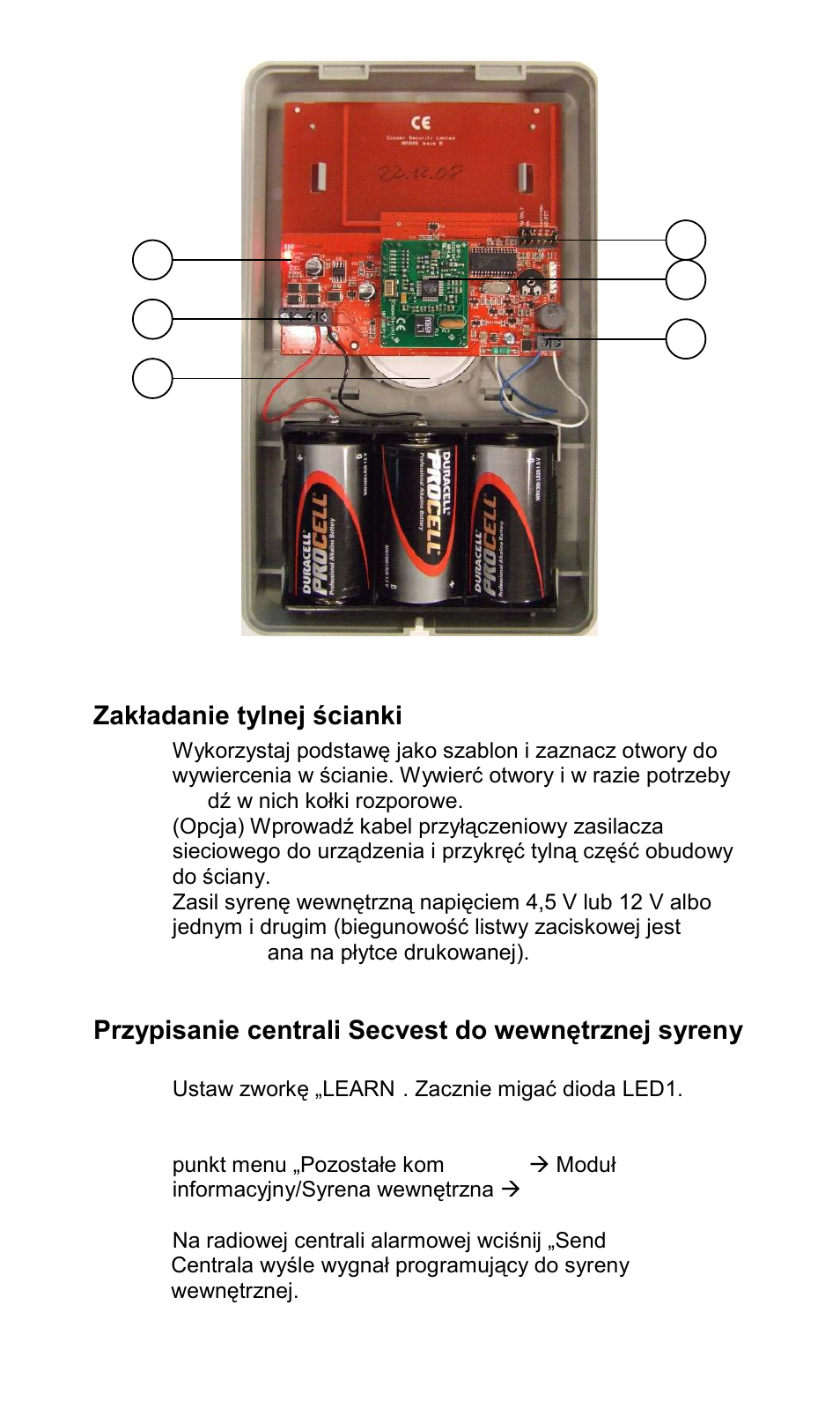 Zakładanie tylnej ścianki | ABUS FU8230 Secvest Wireless Indoor Sounder User Manual | Page 45 / 48