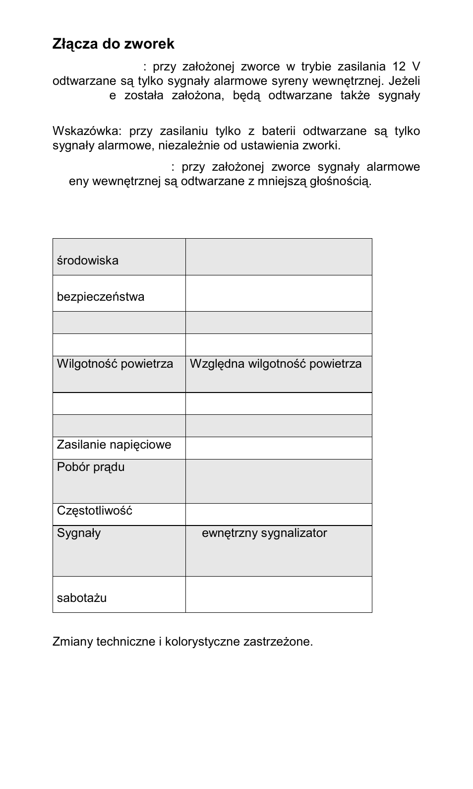 Dane techniczne, Złącza do zworek | ABUS FU8230 Secvest Wireless Indoor Sounder User Manual | Page 47 / 48