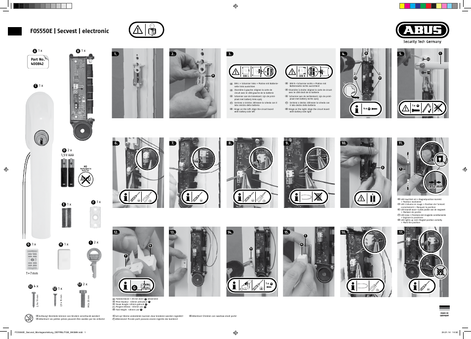 ABUS FUFT50031_32 Secvest wireless window bar lock FOS 550 E - AL0125 Operating instructions User Manual | 2 pages