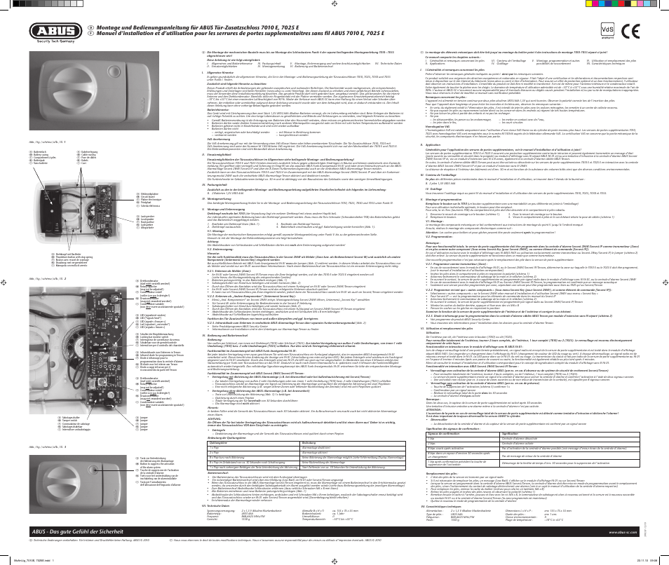 ABUS FUFT50010 Secvest wireless additional door lock with rotary knob - 7010 E Operating instructions User Manual | 2 pages