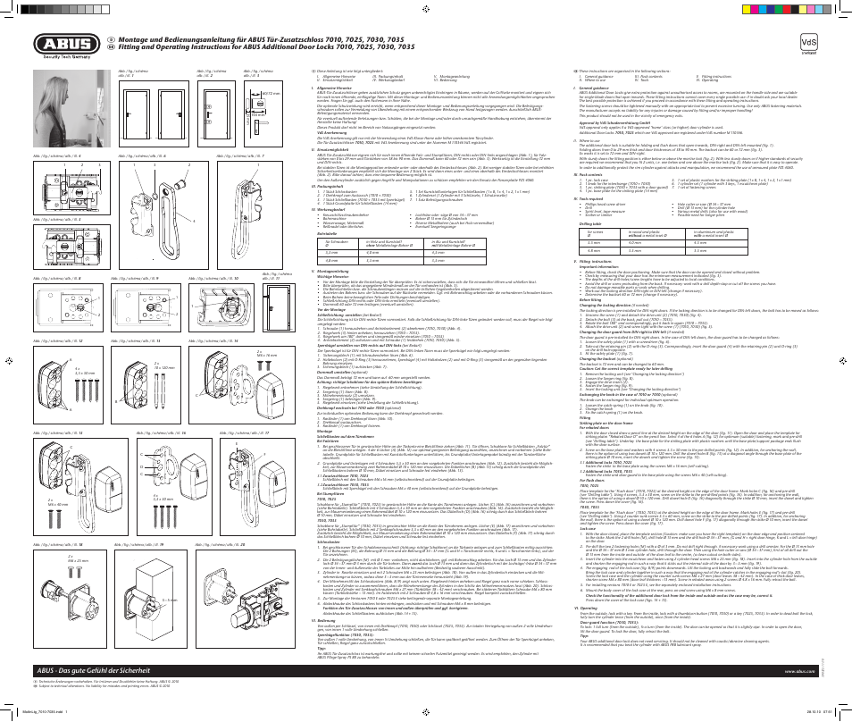 ABUS FUFT50010 Secvest wireless additional door lock with rotary knob - 7010 E Installation User Manual | 2 pages