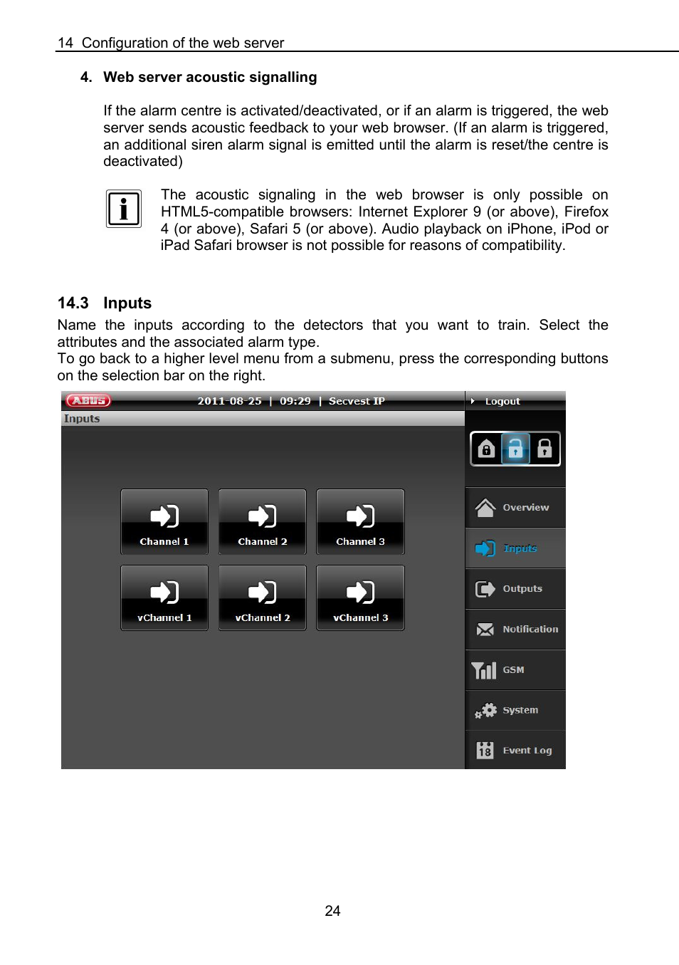 3 inputs | ABUS FUAA10021 Secvest IP Basic Set Operating instructions User Manual | Page 25 / 81