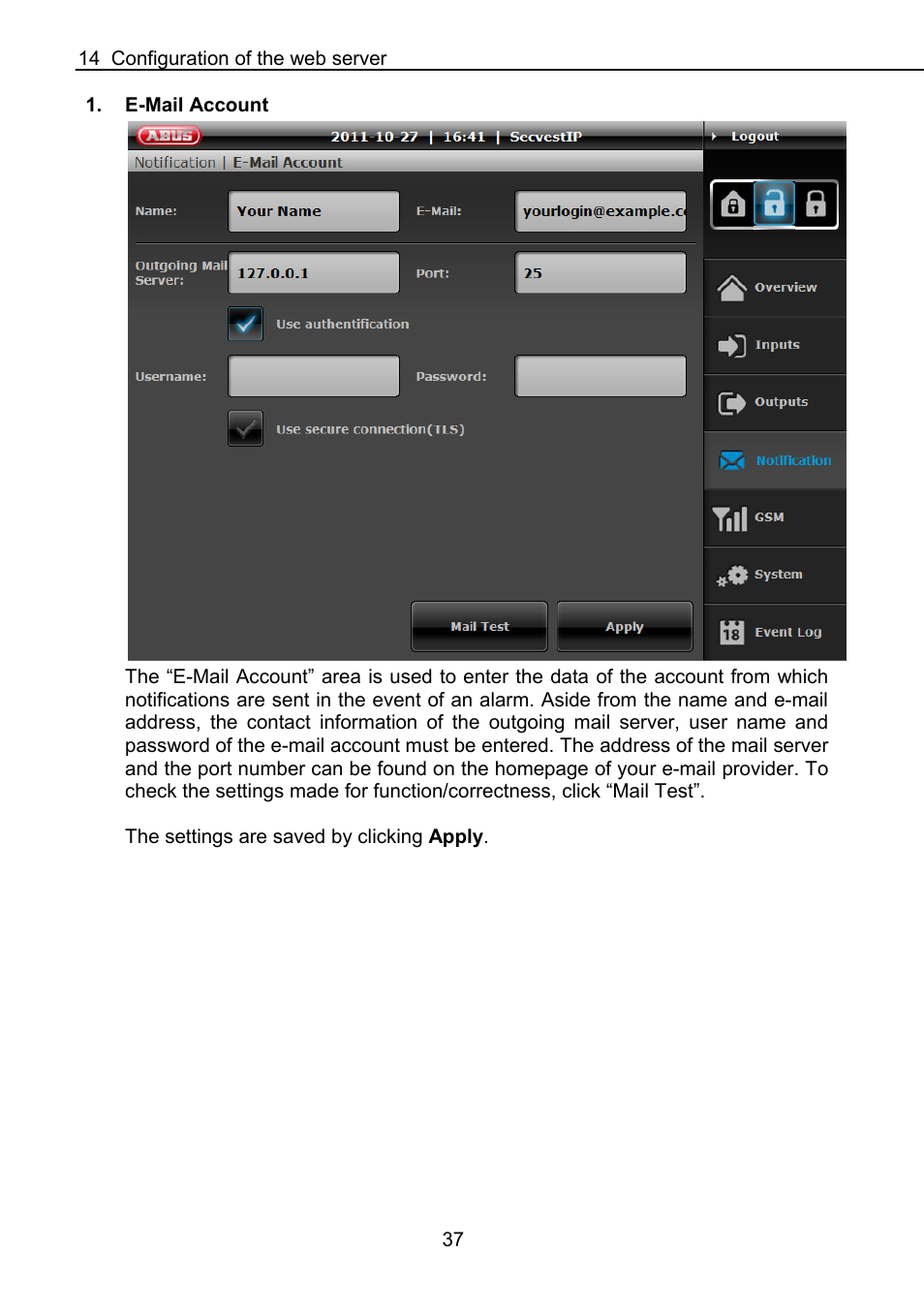 ABUS FUAA10021 Secvest IP Basic Set Operating instructions User Manual | Page 38 / 81