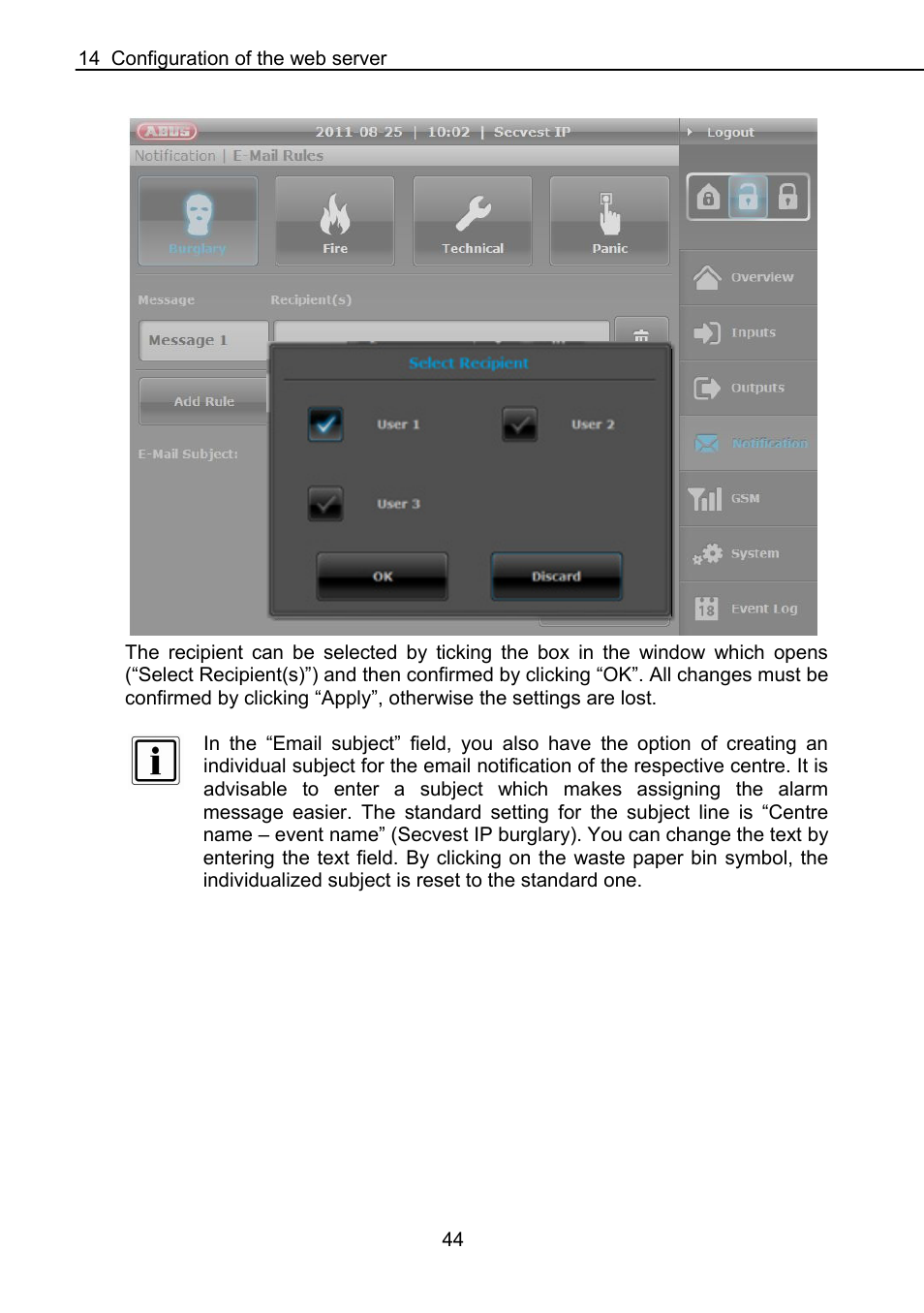 ABUS FUAA10021 Secvest IP Basic Set Operating instructions User Manual | Page 45 / 81