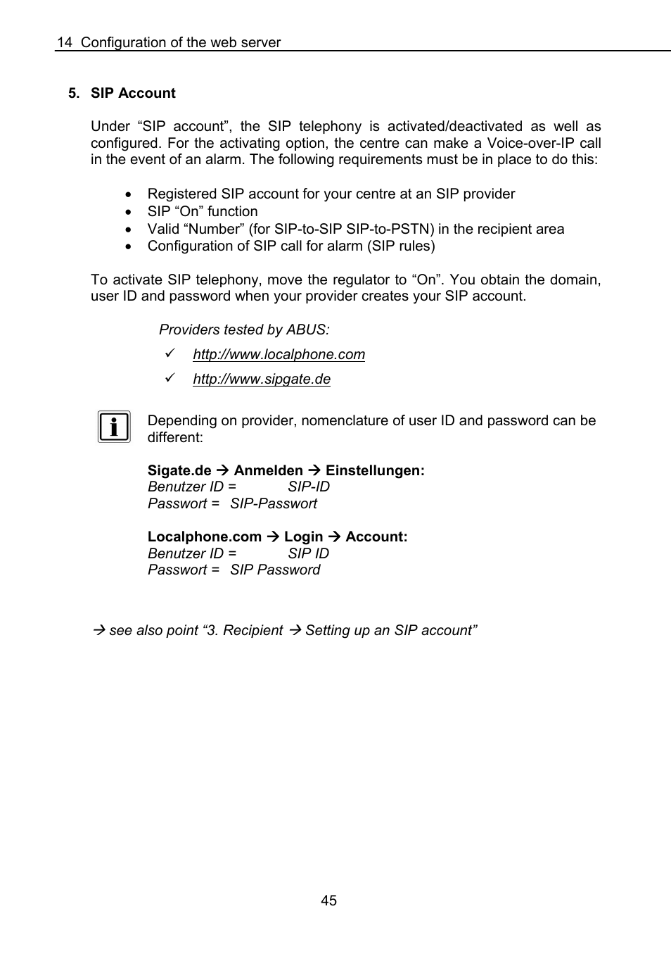 ABUS FUAA10021 Secvest IP Basic Set Operating instructions User Manual | Page 46 / 81