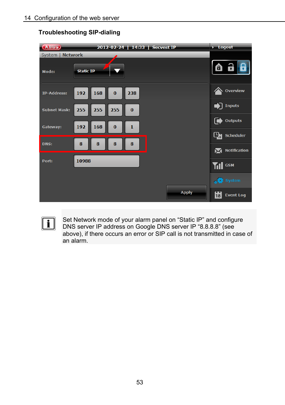 ABUS FUAA10021 Secvest IP Basic Set Operating instructions User Manual | Page 54 / 81