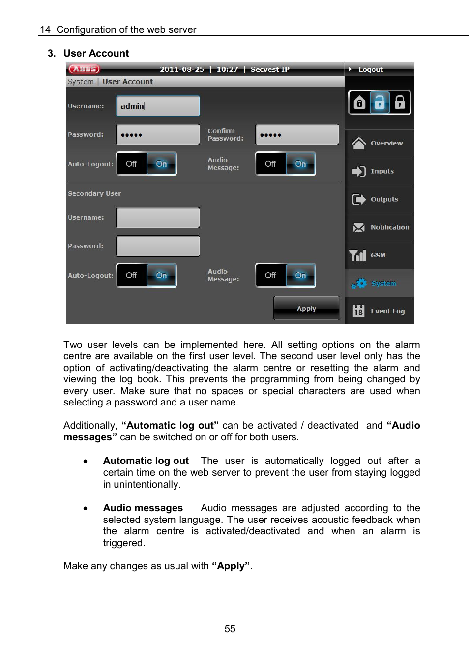 ABUS FUAA10021 Secvest IP Basic Set Operating instructions User Manual | Page 56 / 81