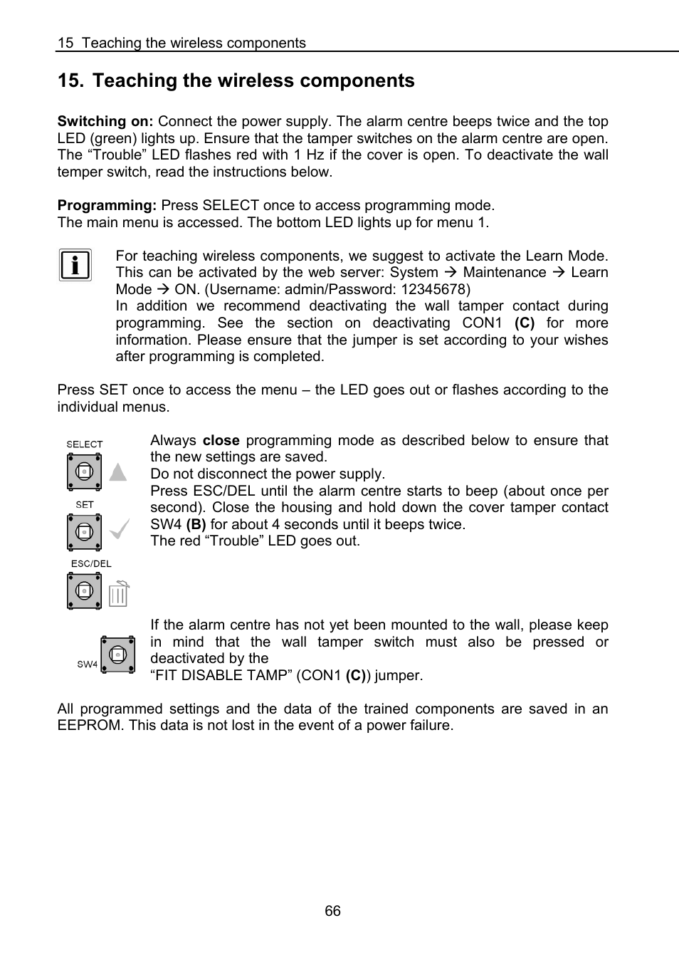 Teaching the wireless components | ABUS FUAA10021 Secvest IP Basic Set Operating instructions User Manual | Page 67 / 81