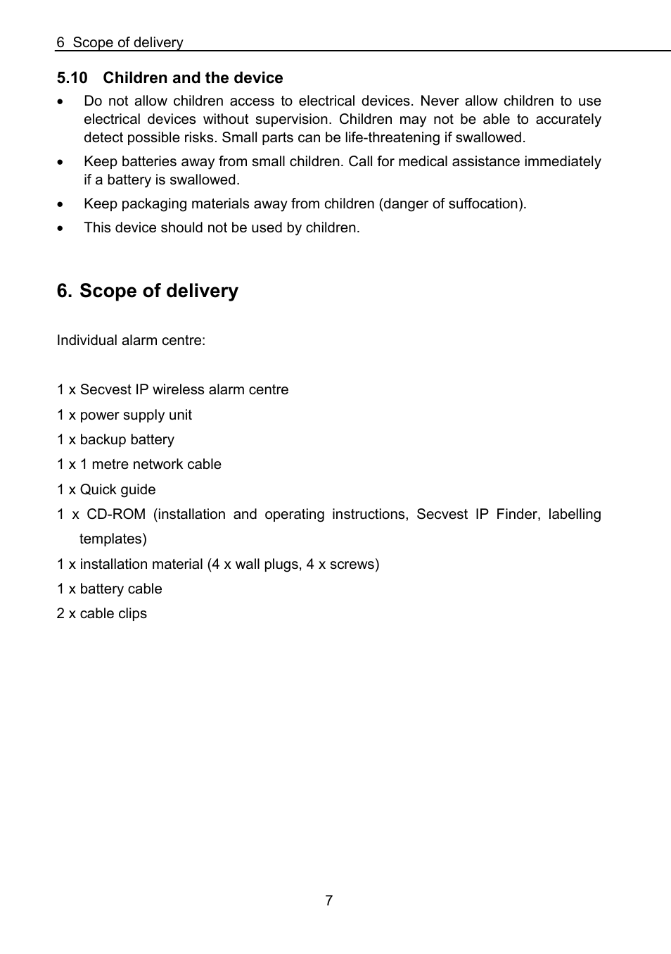 Scope of delivery | ABUS FUAA10021 Secvest IP Basic Set Operating instructions User Manual | Page 8 / 81