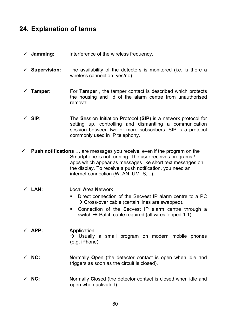 Explanation of terms | ABUS FUAA10021 Secvest IP Basic Set Operating instructions User Manual | Page 81 / 81