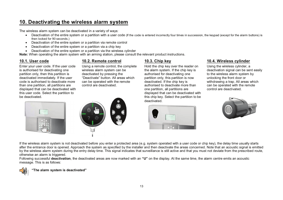 Deactivating the wireless alarm system | ABUS FU8006 Secvest 2WAY Wireless Alarm Control Panel (UK, DK, IT) Operating instructions User Manual | Page 13 / 47
