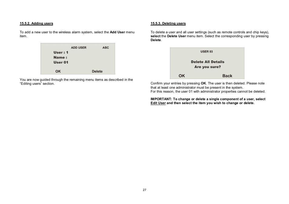 ABUS FU8006 Secvest 2WAY Wireless Alarm Control Panel (UK, DK, IT) Operating instructions User Manual | Page 27 / 47