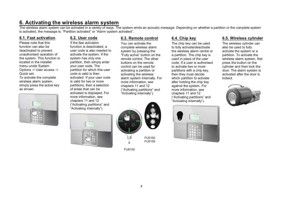 Activating the wireless alarm system | ABUS FU8006 Secvest 2WAY Wireless Alarm Control Panel (UK, DK, IT) Operating instructions User Manual | Page 8 / 47