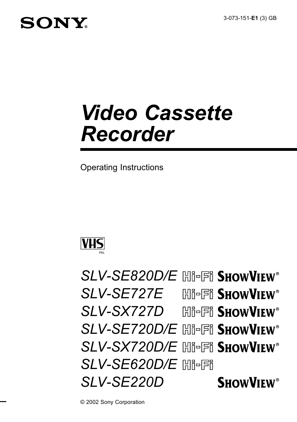 Sony SLV-SE220D User Manual | 80 pages