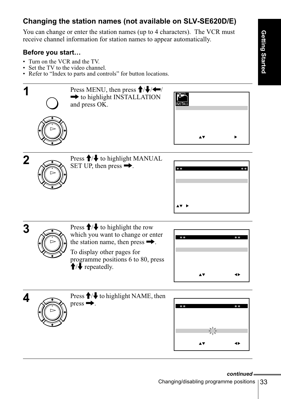 Press m/m to highlight manual set up, then press, Before you starts | Sony SLV-SE220D User Manual | Page 33 / 80