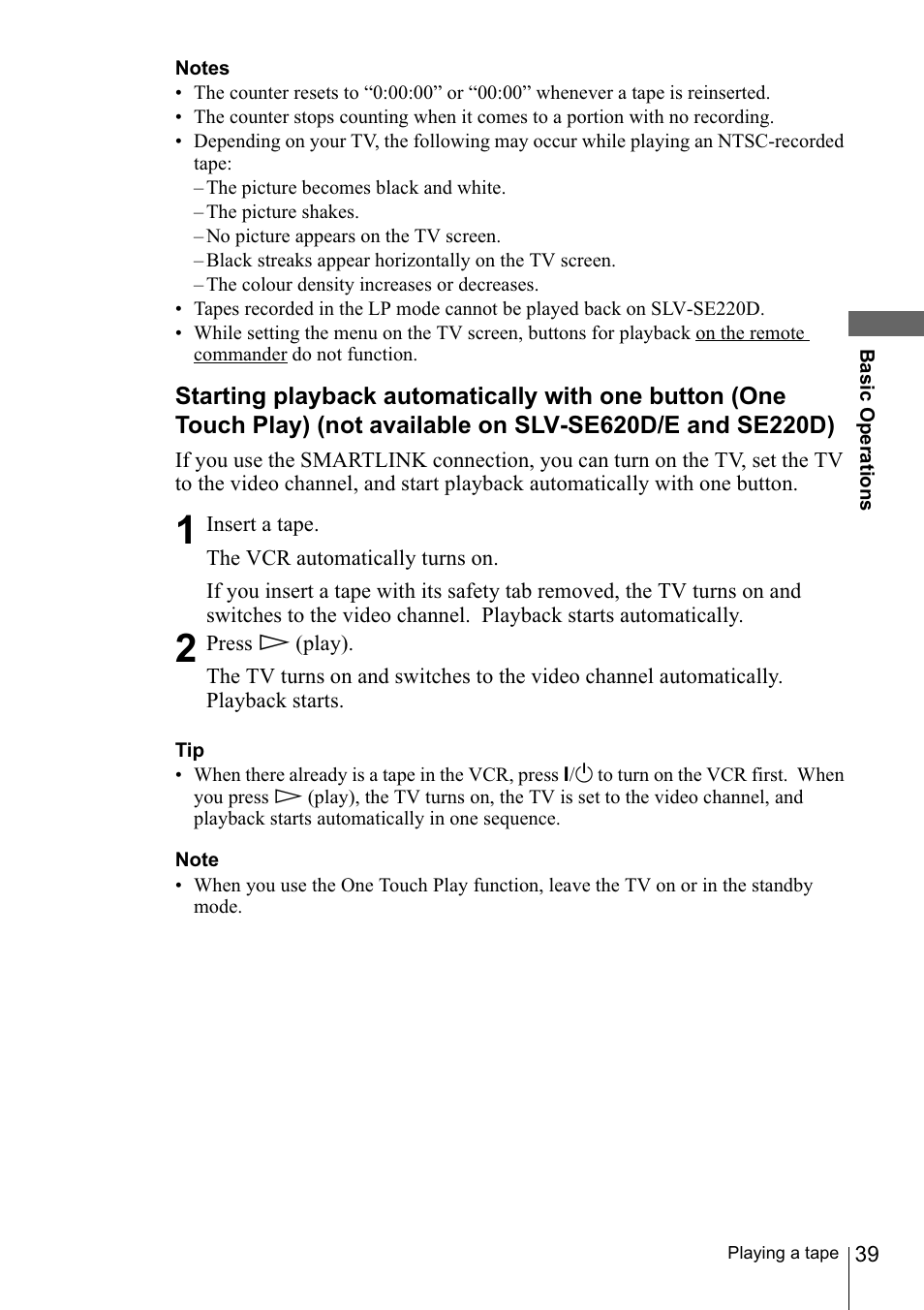 Sony SLV-SE220D User Manual | Page 39 / 80