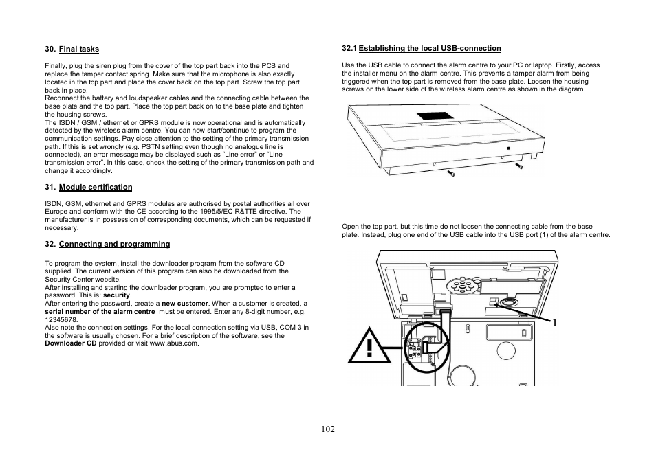 ABUS FU8007 Secvest 2WAY Base Kit Installation User Manual | Page 102 / 106