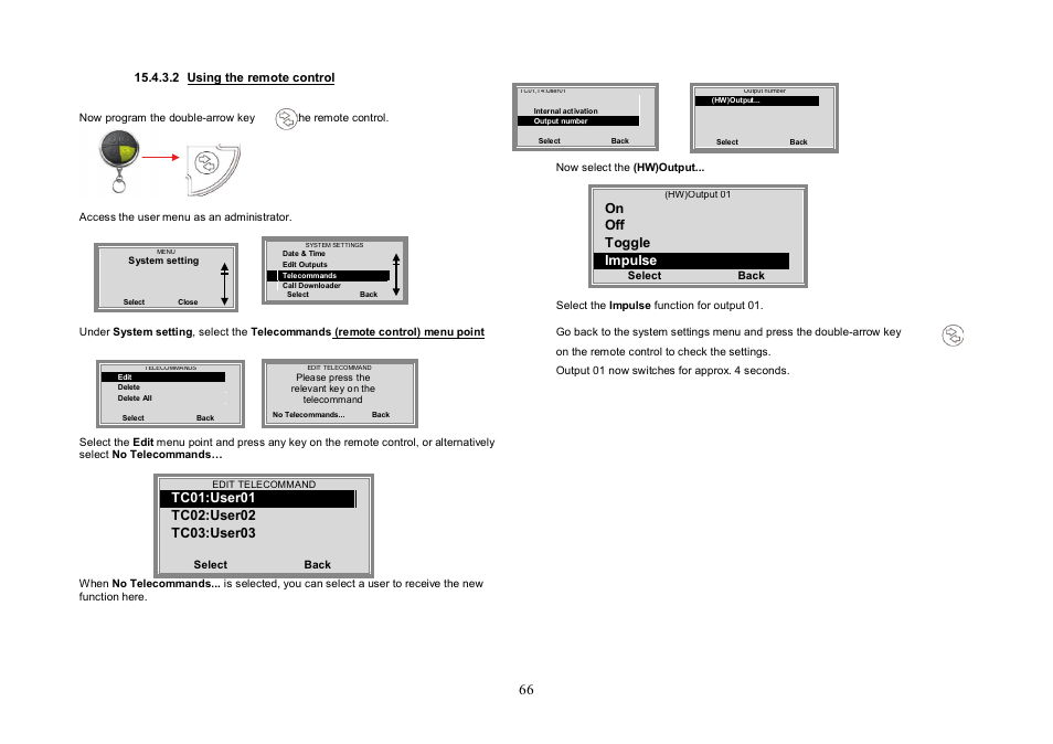 On off toggle impulse | ABUS FU8007 Secvest 2WAY Base Kit Installation User Manual | Page 66 / 106
