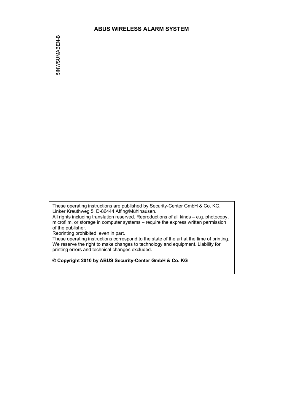 ABUS FU9001 Privest Wireless Alarm Base Set Operating instructions User Manual | Page 2 / 56