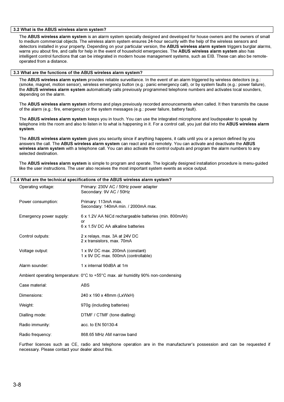 ABUS FU9001 Privest Wireless Alarm Base Set Installation User Manual | Page 8 / 96