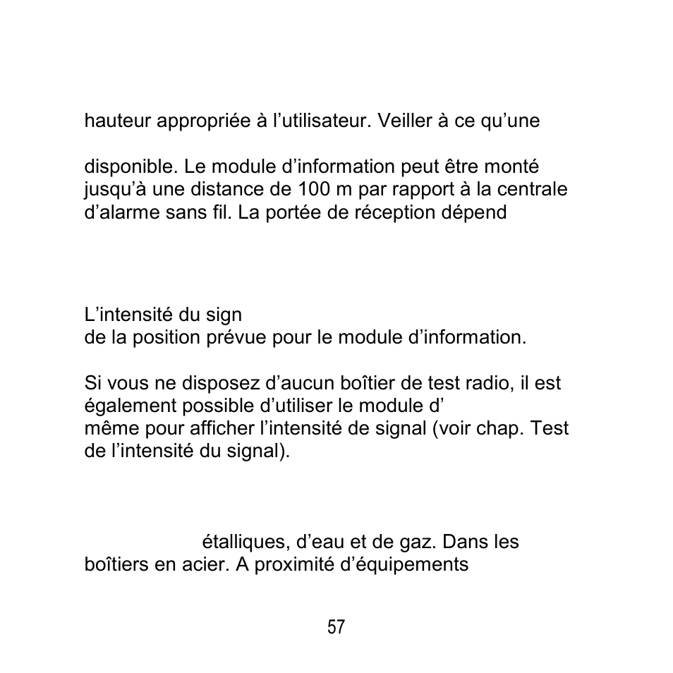 Installation, Contrôle du site | ABUS FU8200 Secvest 2WAY Wireless Info Module User Manual | Page 57 / 155