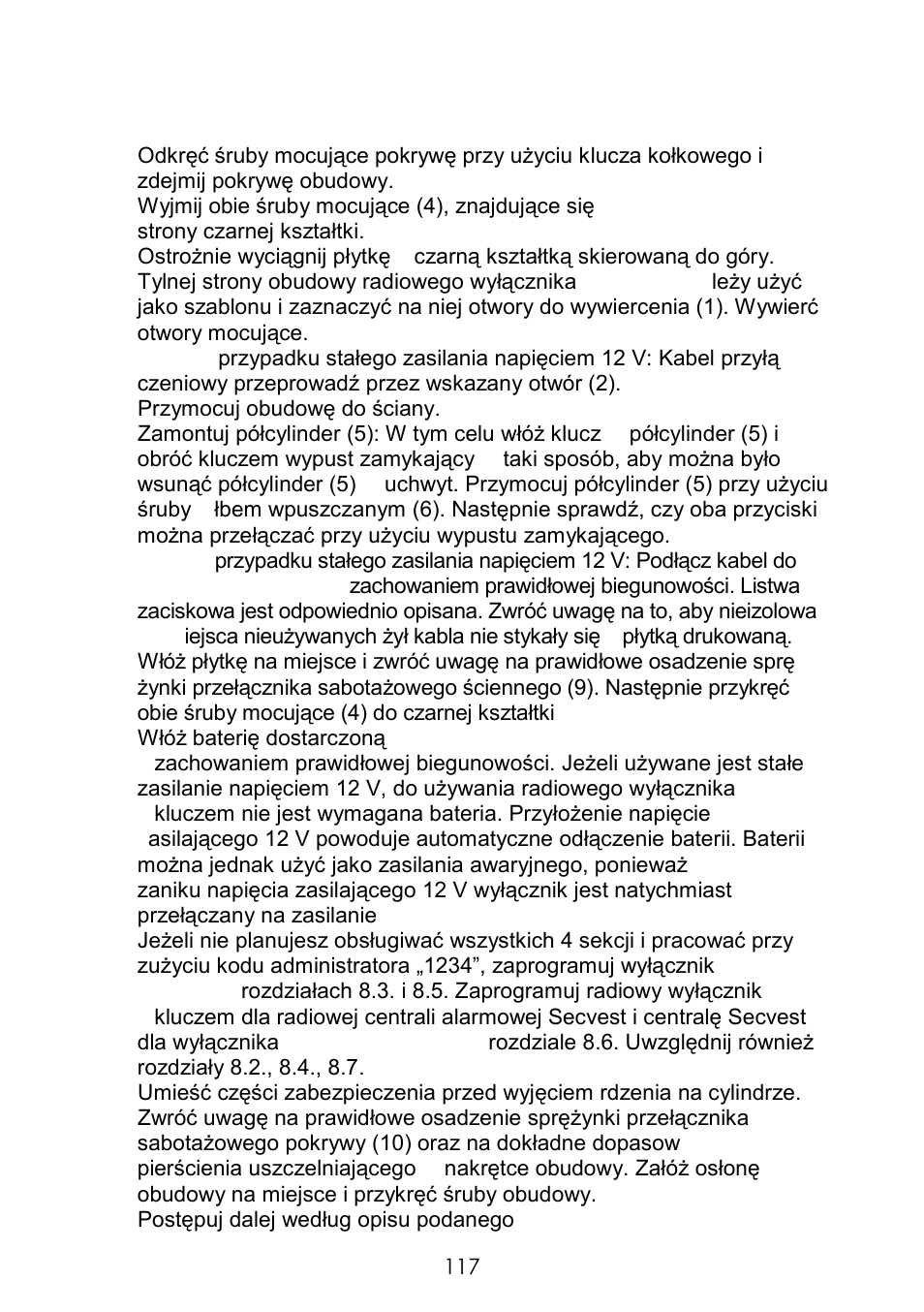 Instalacja | ABUS FUBE50060 Secvest 2WAY Wireless Key Switch User Manual | Page 117 / 130