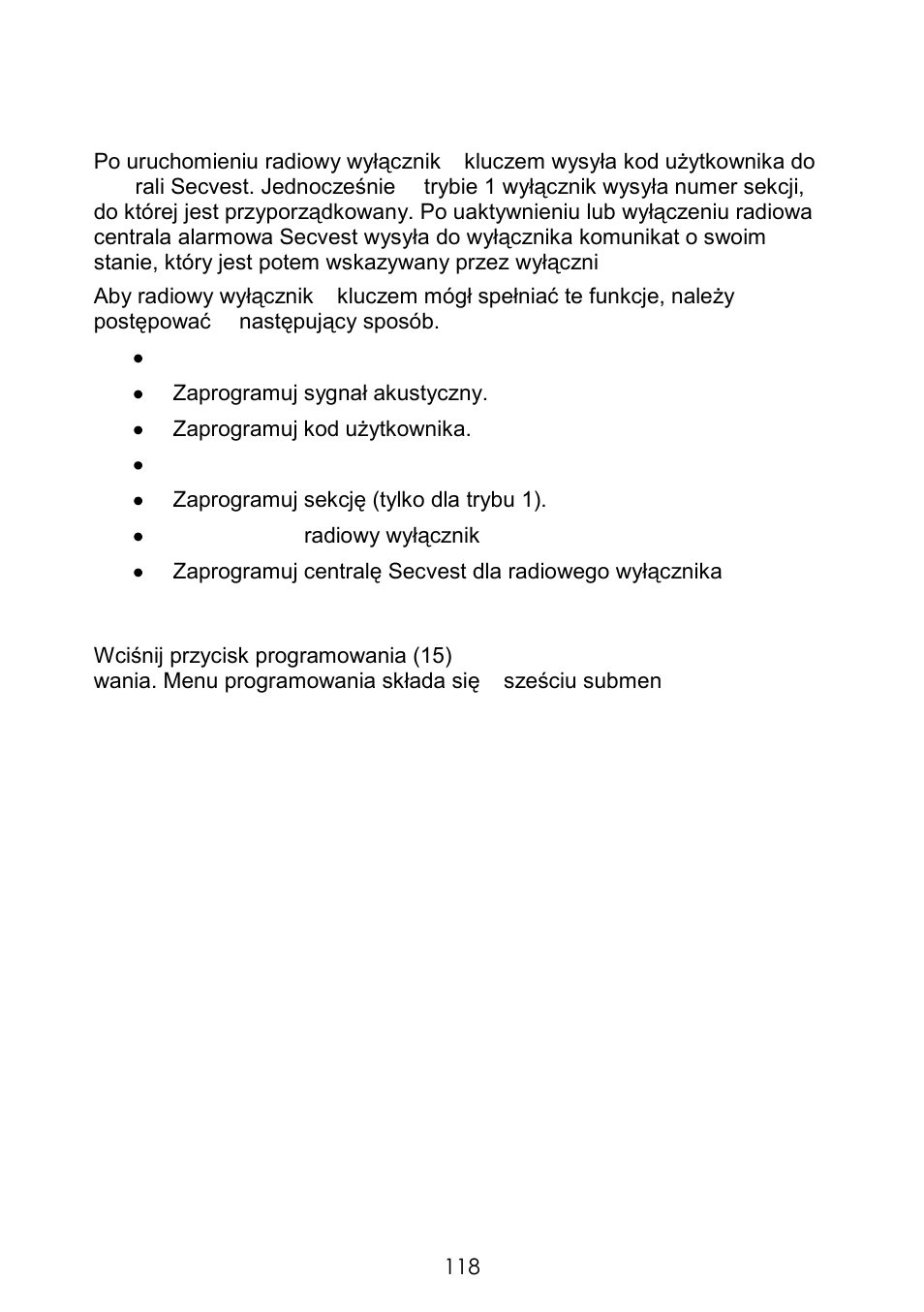 Programowanie | ABUS FUBE50060 Secvest 2WAY Wireless Key Switch User Manual | Page 118 / 130