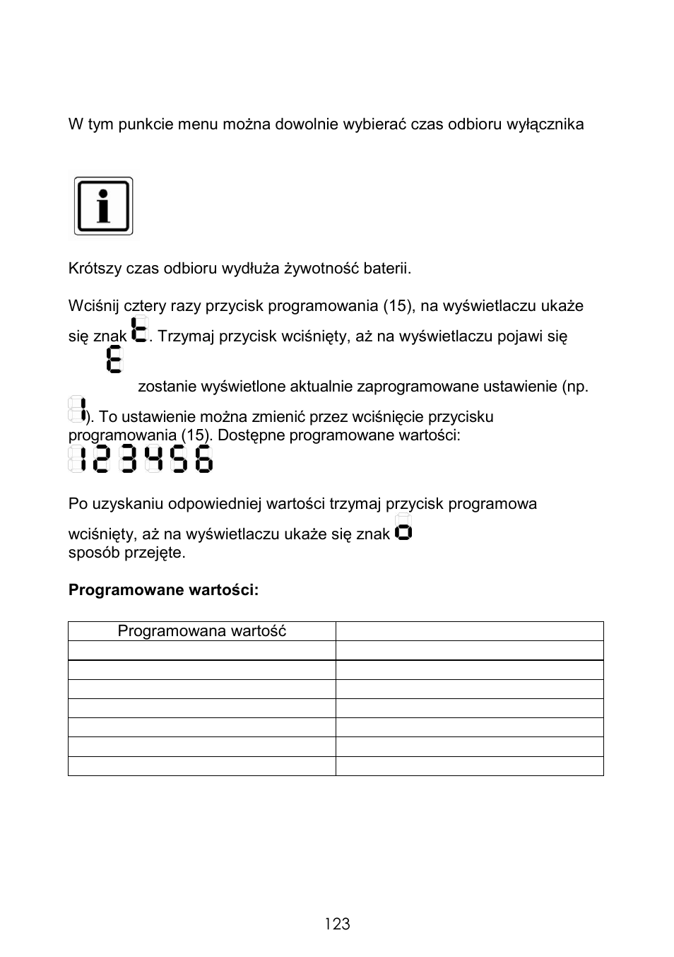 Czas odbioru | ABUS FUBE50060 Secvest 2WAY Wireless Key Switch User Manual | Page 123 / 130