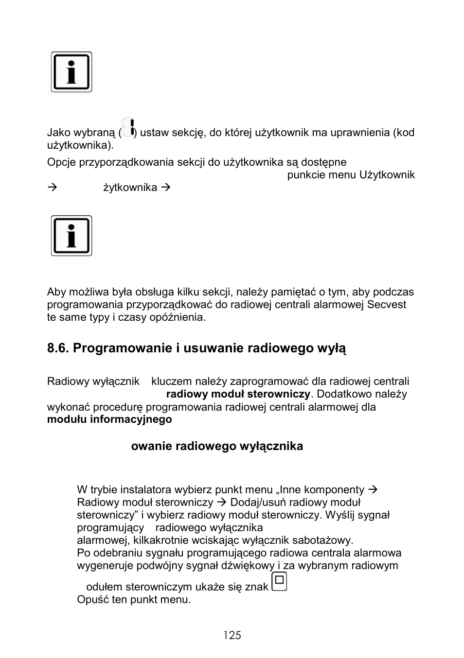 Progra, Mowanie i usuwanie radiowego wyłącznika z kluczem, Centrali alarmowej secvest i usuwanie | ABUS FUBE50060 Secvest 2WAY Wireless Key Switch User Manual | Page 125 / 130
