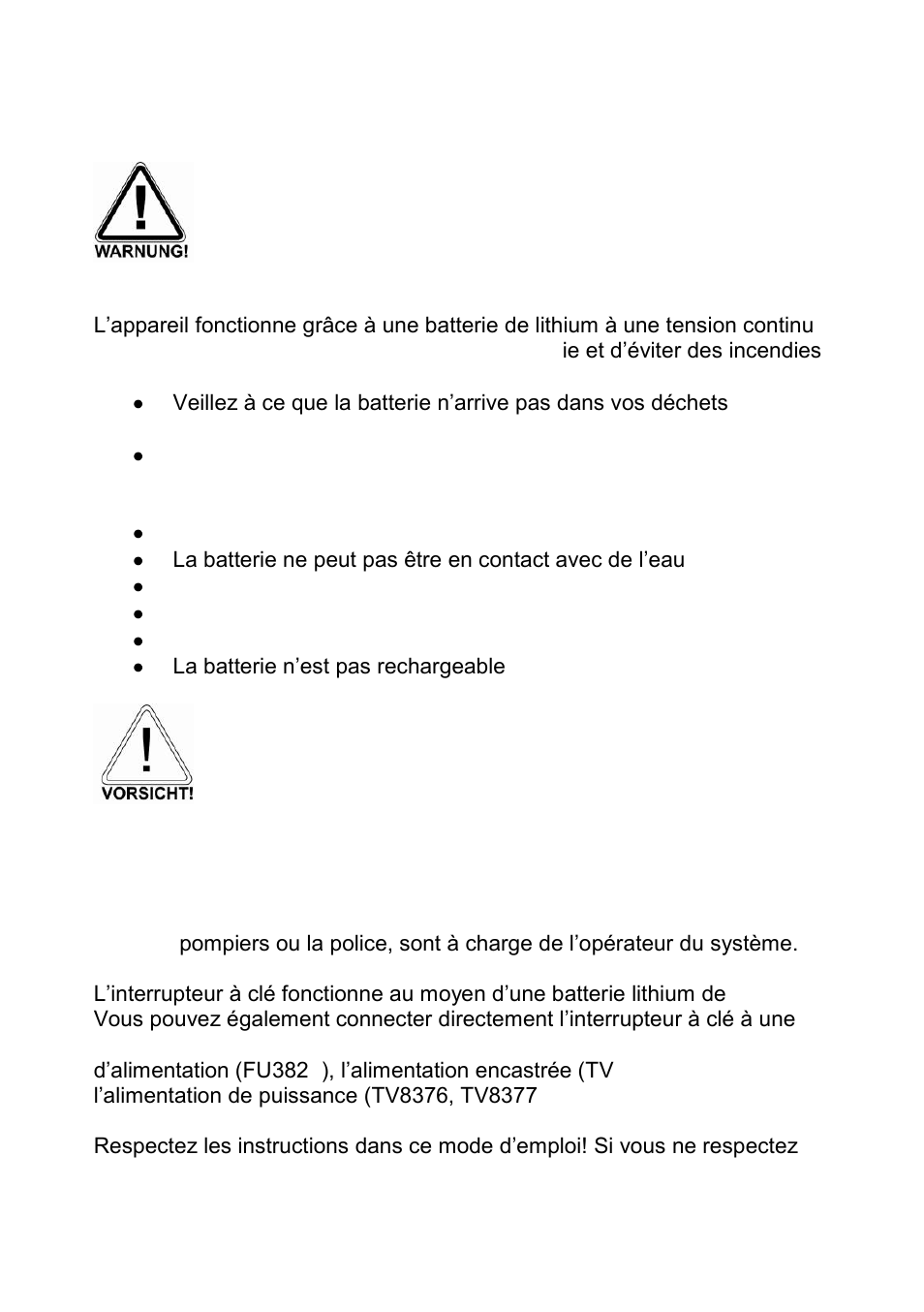 Instructions de sécurité | ABUS FUBE50060 Secvest 2WAY Wireless Key Switch User Manual | Page 42 / 130