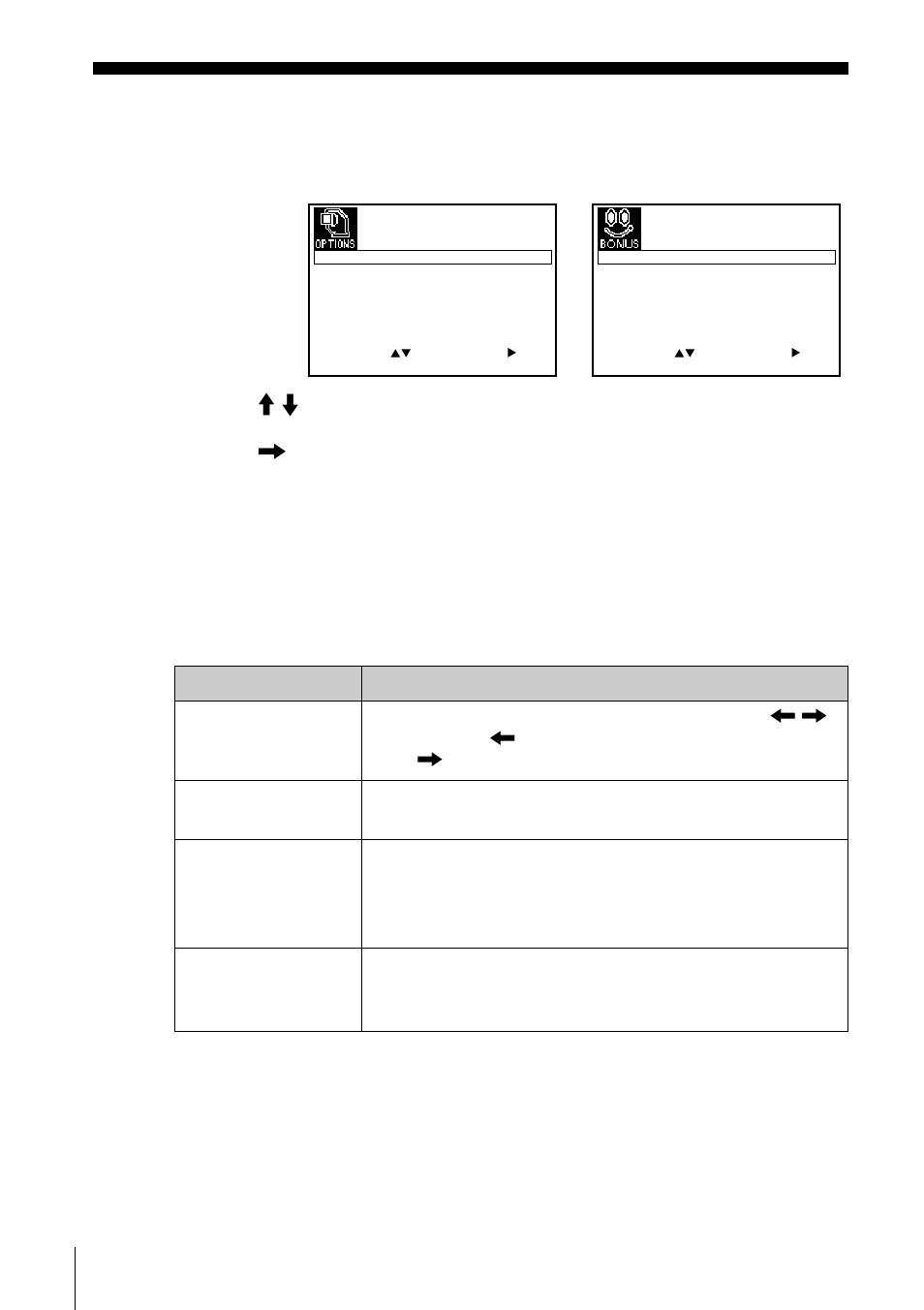 Changing menu options, Press m/m to select the option, Press , to change the setting, then press ok | Press menu to return to the original screen | Sony SLV-SE210G User Manual | Page 44 / 56