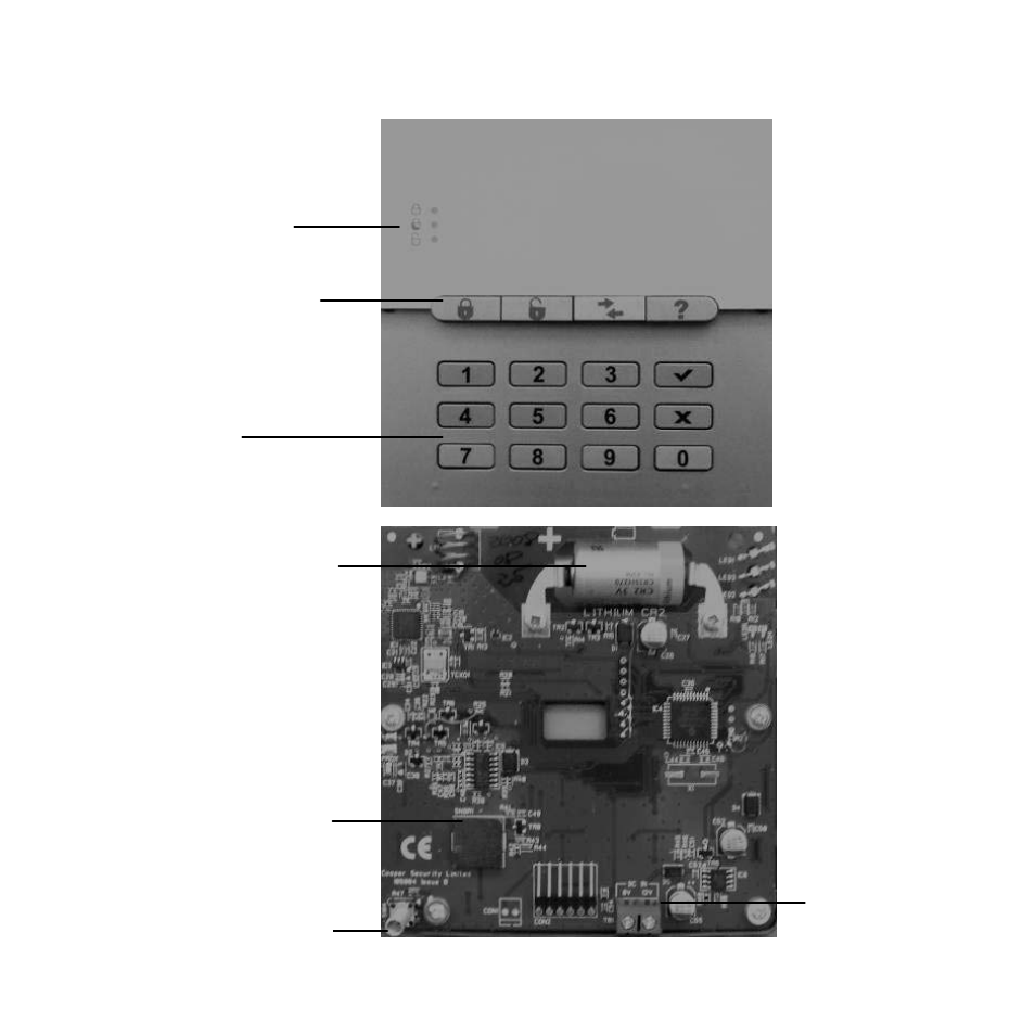 Illustrationer, Status-led'er, Funktionstaster | Tastefelt, 3 v-lithiumbatteri, Piezosignalgiver, Sabotagekontakt | ABUS FU8110 Secvest 2WAY Wireless Keypad User Manual | Page 46 / 71