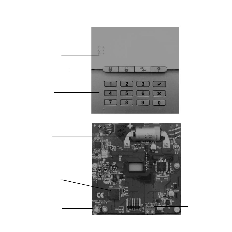 Immagini, Led di stato, Tasti funzione | Tastiera, Batteria al litio da 3 v, Trasmettitore di segnale piezoelettrico, Montaggio del dispositivo di comando radio, Contatto antisabotaggio | ABUS FU8110 Secvest 2WAY Wireless Keypad User Manual | Page 56 / 71